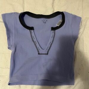 Urban Outfitters Lilac Ribbed Crop Top with Black Trim